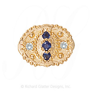 GS380 S/S/D - 14 Karat Gold Slide with Sapphire center and Sapphire and Diamond accents 